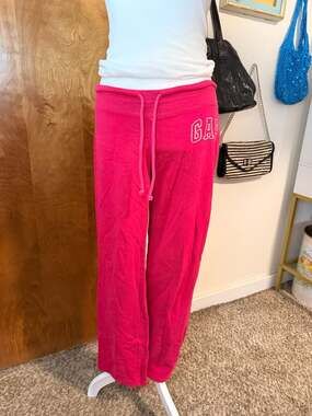GAP Hot Pink Wide Leg Sweatpants Drawstring Lounge Pants Y2K Athleisure XS